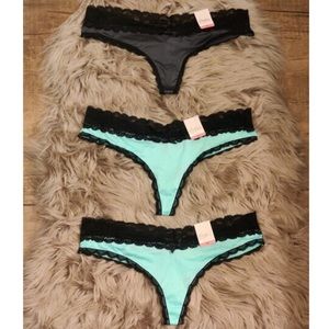 Lace Trim Thong x3